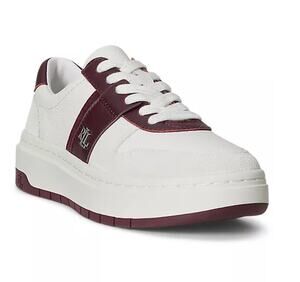 Lauren Ralph Lauren Women's Harlie Lace-Up Sneakers White Leather Size 8.5 NIB